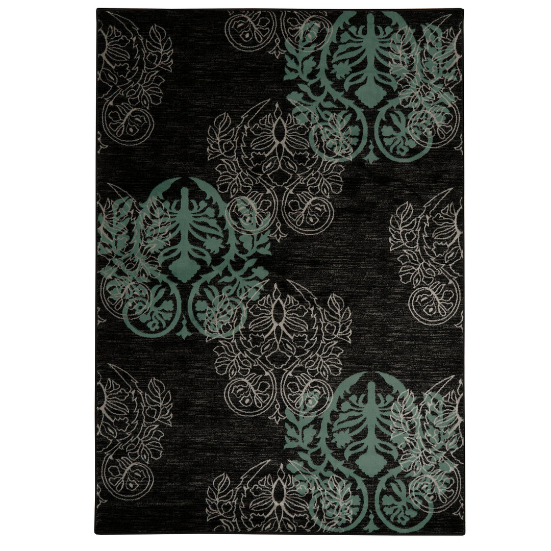 Milan Lana Black Area Rug 5x7.7 Abstract Pattern 100% Polypropylene Turkey Image 1