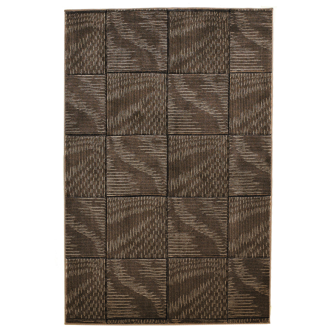 Milan Marcel Brown Area Rug 5x7.7 Abstract Pattern 100% Polypropylene Power Loomed Image 1