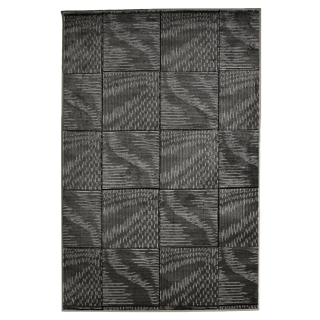 Milan Marcel Black Rug 8x10.3 Transitional Abstract 100% Polypropylene Image 1