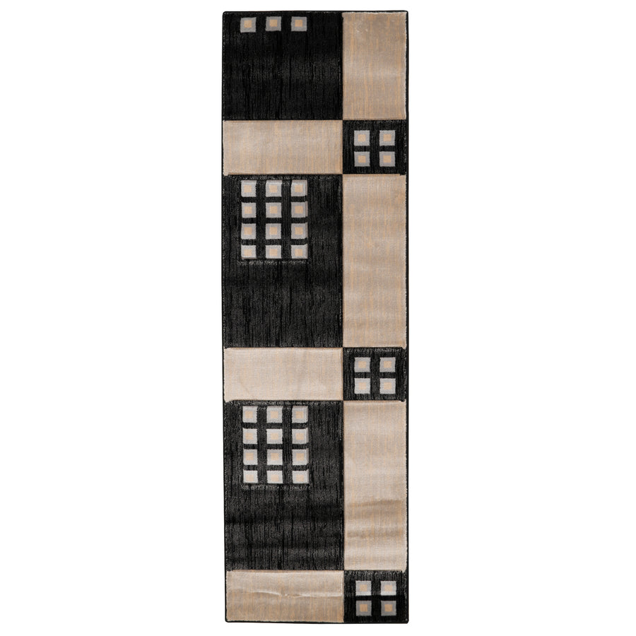 Milan Wallace Black Ivory Rug 100% Polypropylene Abstract Design Multi Size Image 1