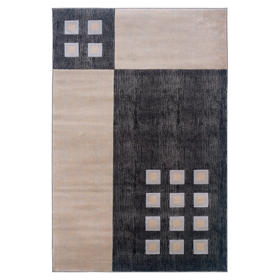 Milan Wallace Black Area Rug 5x7.7 Abstract Design 100% Polypropylene Multi Color Image 1