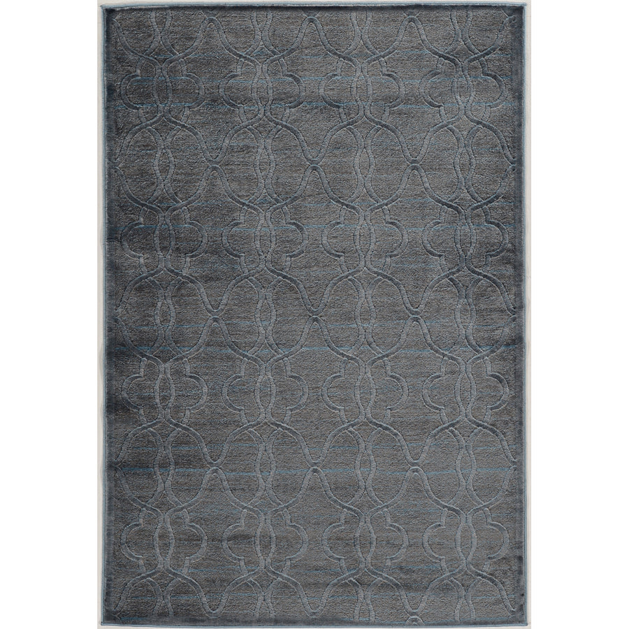 Platinum Rawiron Blue Area Rug 5x76 Modern Geometric Design 100% Polyester Image 1