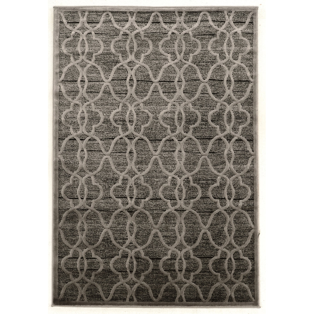 Platinum Rawiron Grey Area Rug 8x11 Soft Polyester Geometric Design Multi-Dimensional Image 1