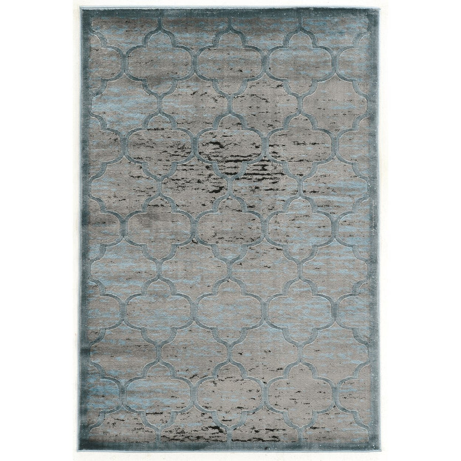 PlatinumTrellis Blue Black Area Rug 5x7.6 Modern Geometric Design Polyester Image 1