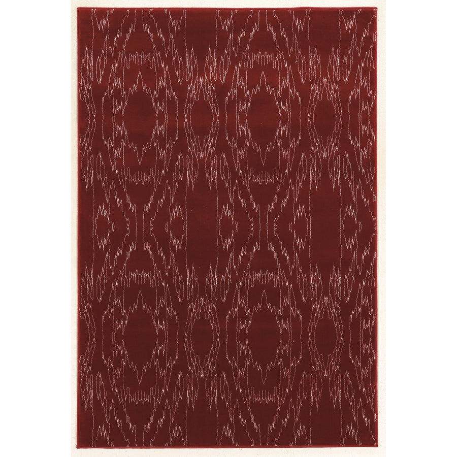 Prisma Electric Red 53" x 76" Solid Color Rug with Faux Silk Design Image 1