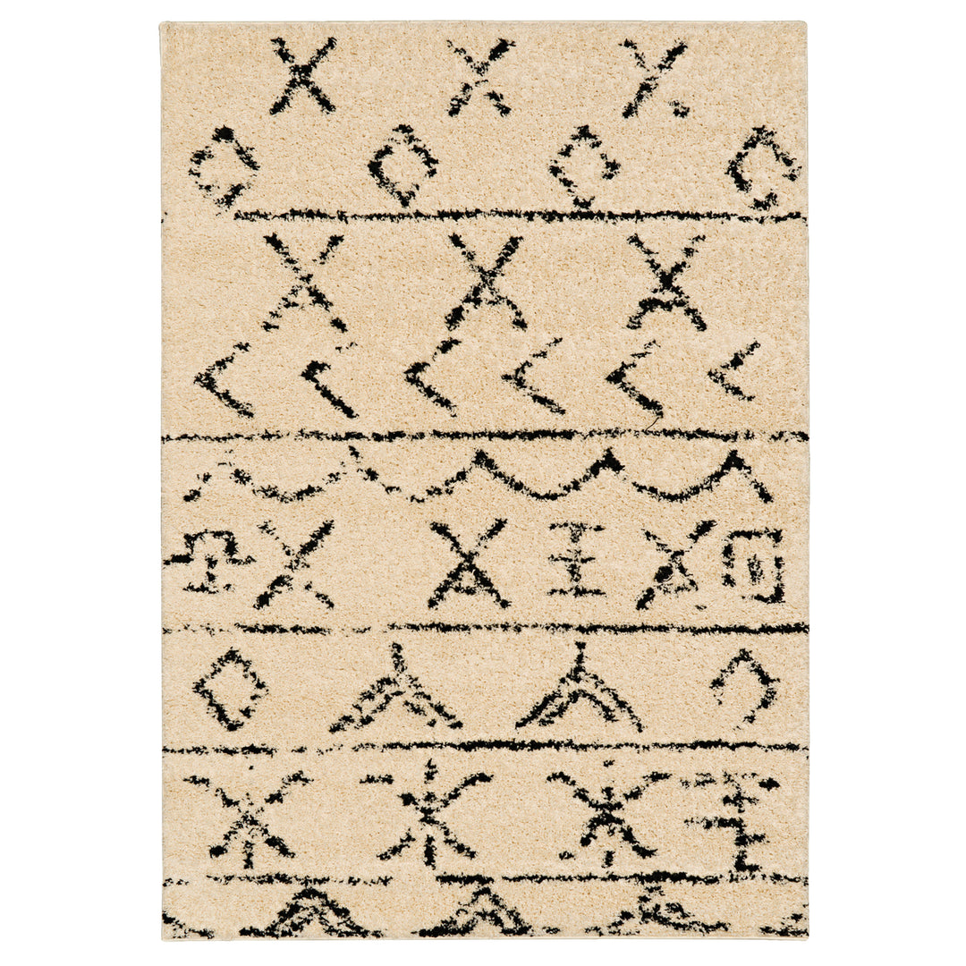 Morrocan Atlas Ivory Rug 8x10 Geometric Modern Frieze Shag Image 1