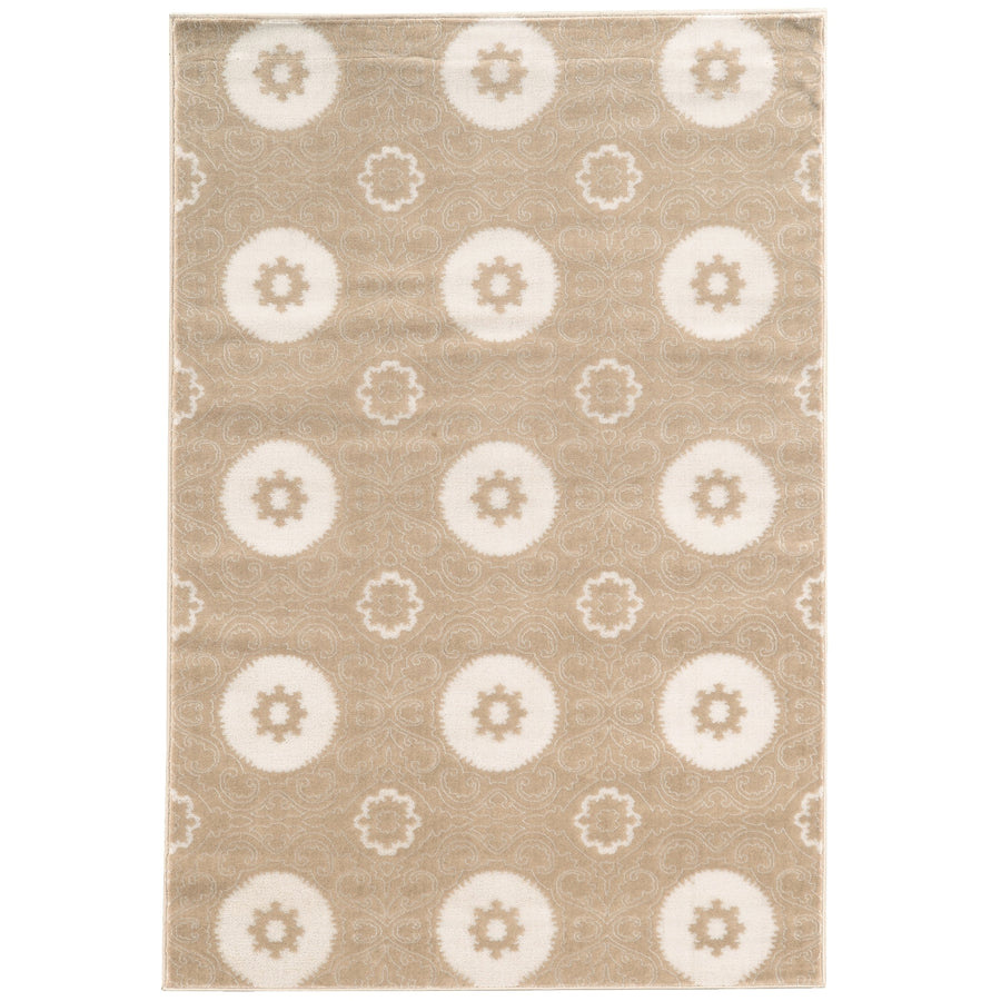 Prisma Karma Rug Lt Beige 53"x76" Solid Color with Faux Silk Design Image 1