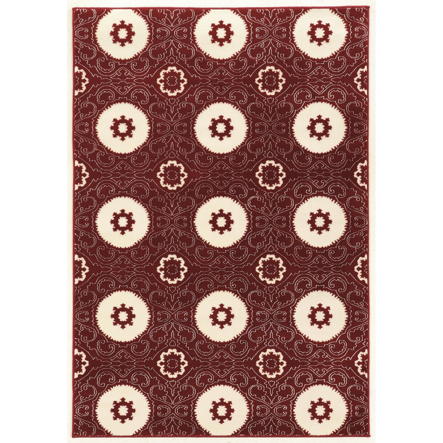 Prisma Karma Red Area Rug 8x10 Flat Finish Faux Silk Modern Design Image 1