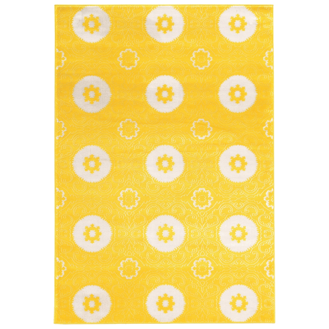 Prisma Karma Yellow Area Rug 53"x76" Solid Color Faux Silk Design Modern Image 1