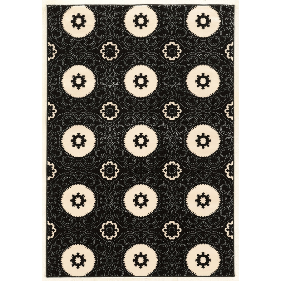 Prisma Karma Black Area Rug 8x10 Modern Design Faux Silk Collection 8x104" Image 1