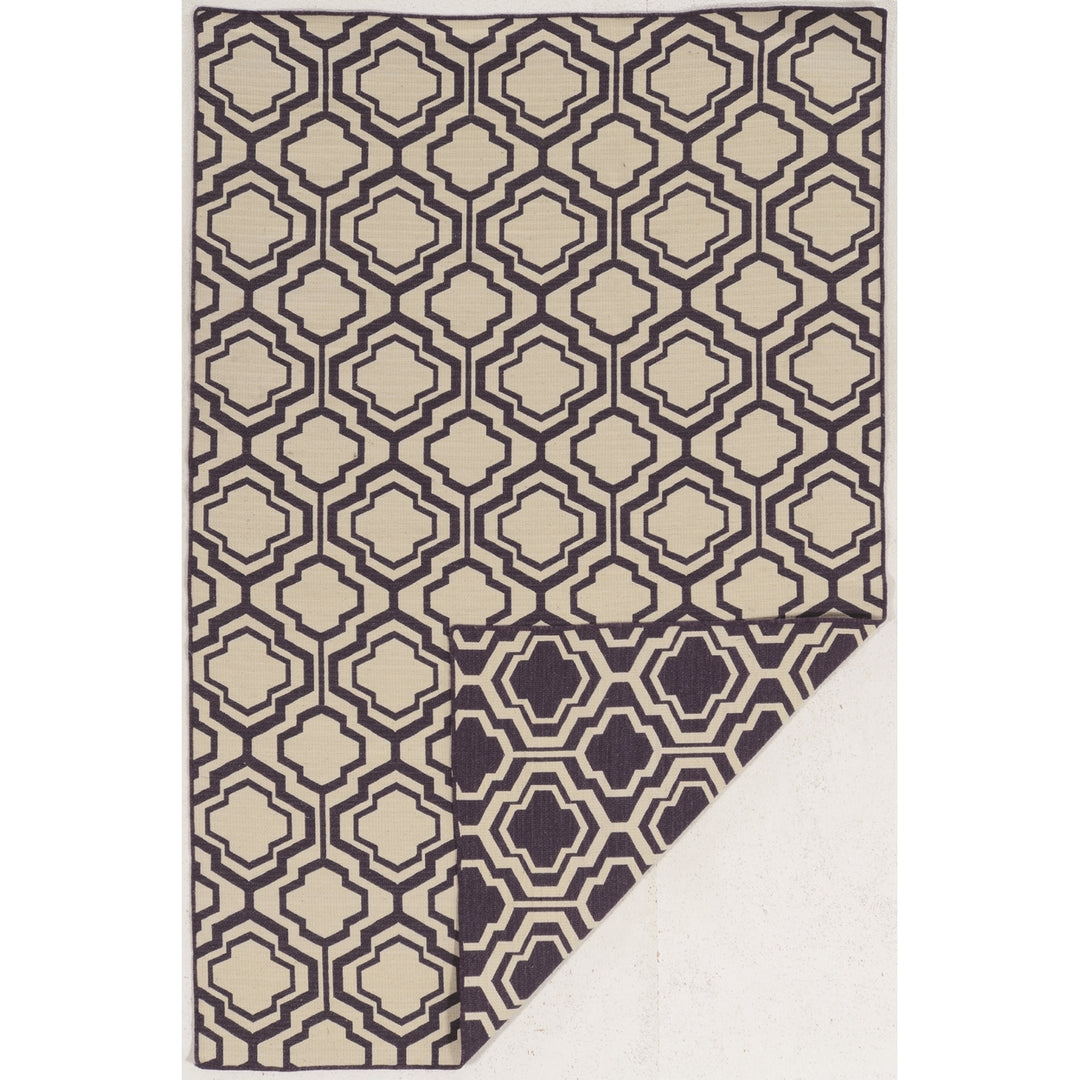 Salonika Reversible Quatrefoil Rug Purple 5 x 8 Flat Woven Greek Design Image 1