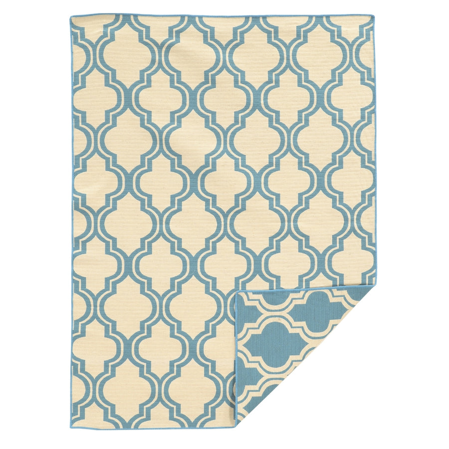 Salonika Reversible Quatrefoil Rug Light Blue 5x8 Woven in Greece Flat Woven Image 1