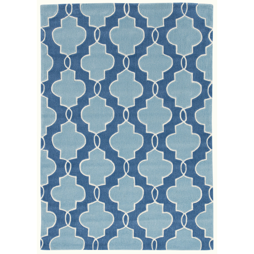 Trio Tiles Blue Area Rug 5x7 Contemporary Design Indoor Mat Image 1