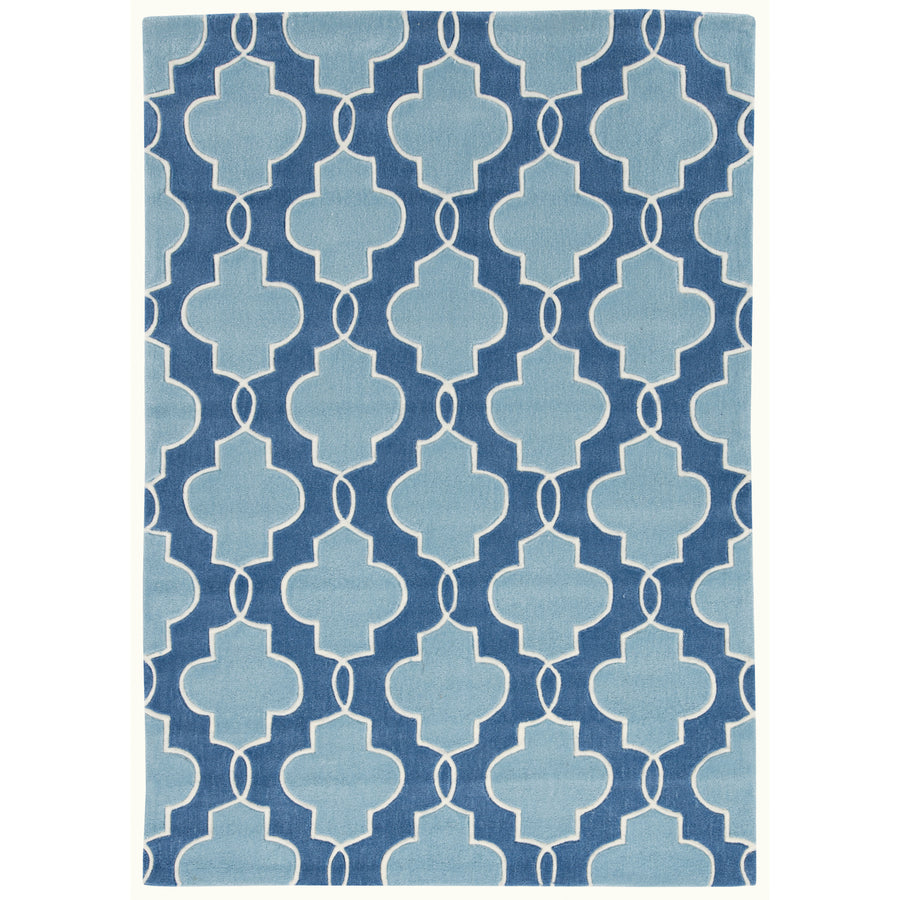 Trio Tiles Blue Area Rug 5x7 Contemporary Design Indoor Mat Image 1