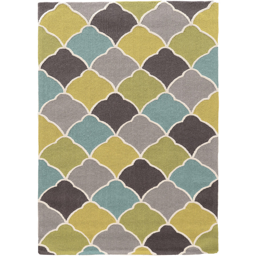 Trio Tiles Grey Area Rug 5x7 Contemporary Transitional Design Image 1