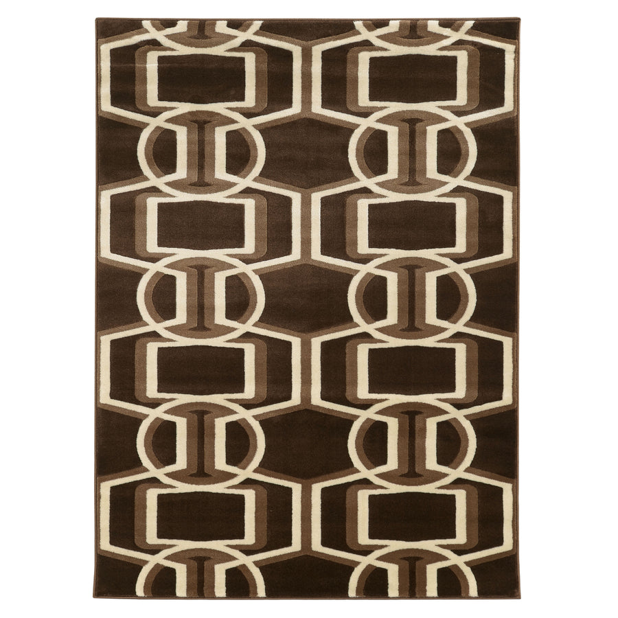 Roma Bridle Chocolate Beige 8x10 Geometric Pattern Rug Modern Design Image 1