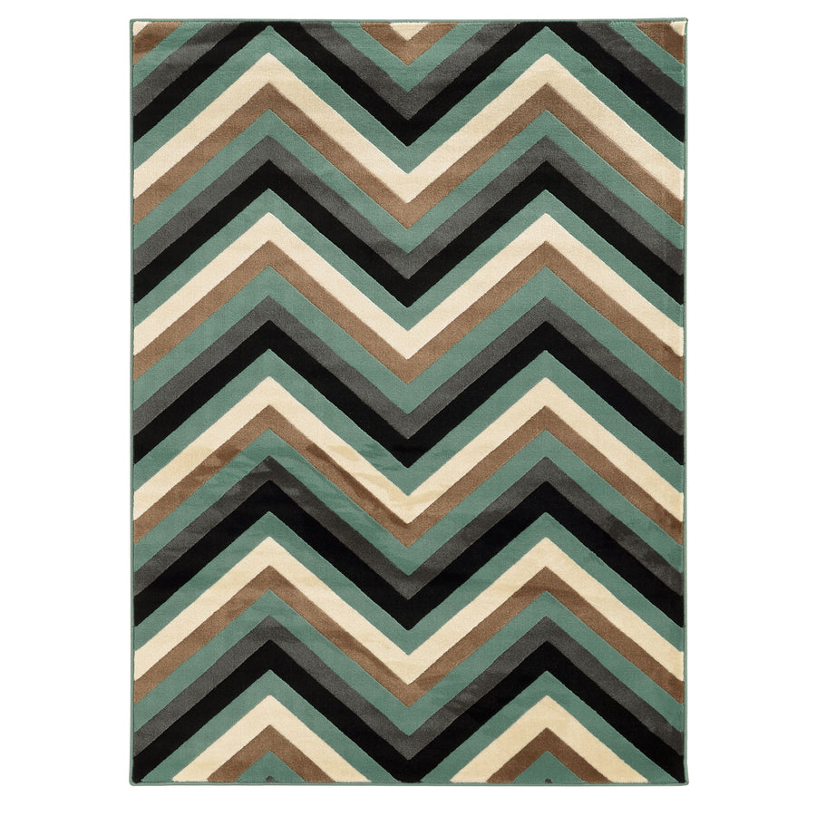 Roma Chevron Area Rug Turquoise 5x7 Modern Geometric Pattern Carved Design Image 1