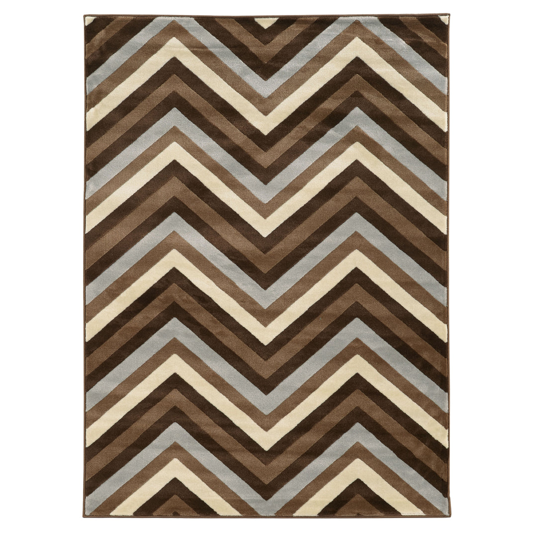 Roma Chevron Area Rug Chocolate 8x10 Modern Geometric Design Neutral Palette Image 1