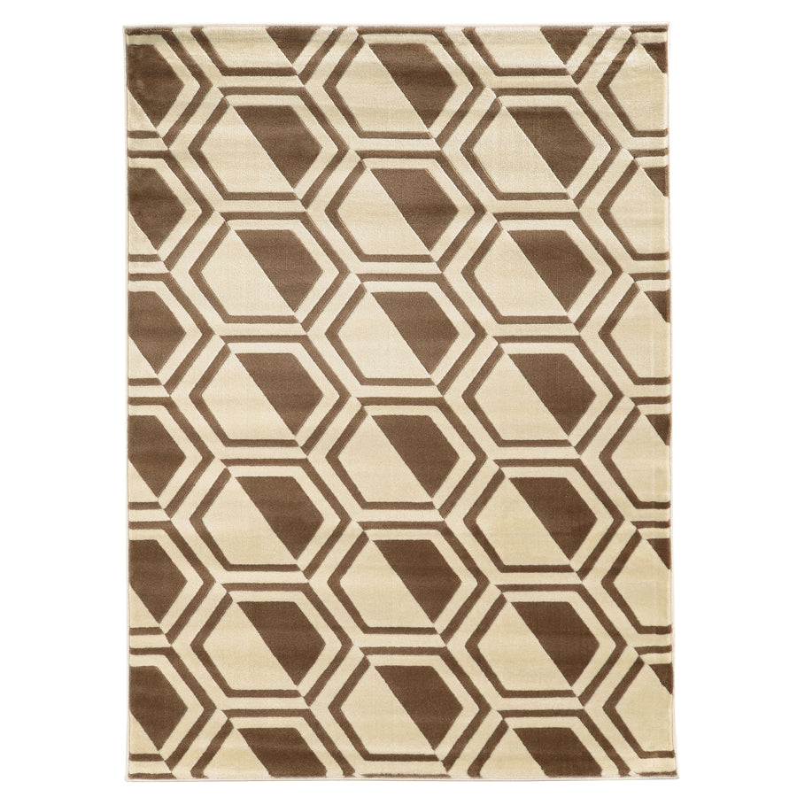 Roma Comb Ivory Area Rug 5x7 Modern Geometric Pattern Neutral Color Palette Image 1