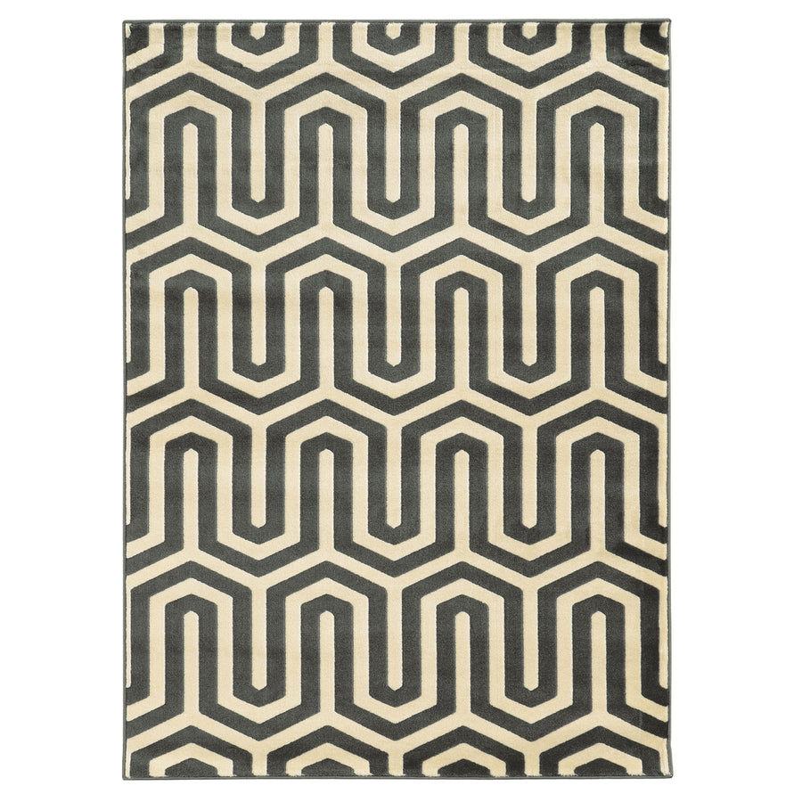 Roma Tangent Charcoal Area Rug 5x7 Modern Geometric Pattern Neutral Colors Image 1