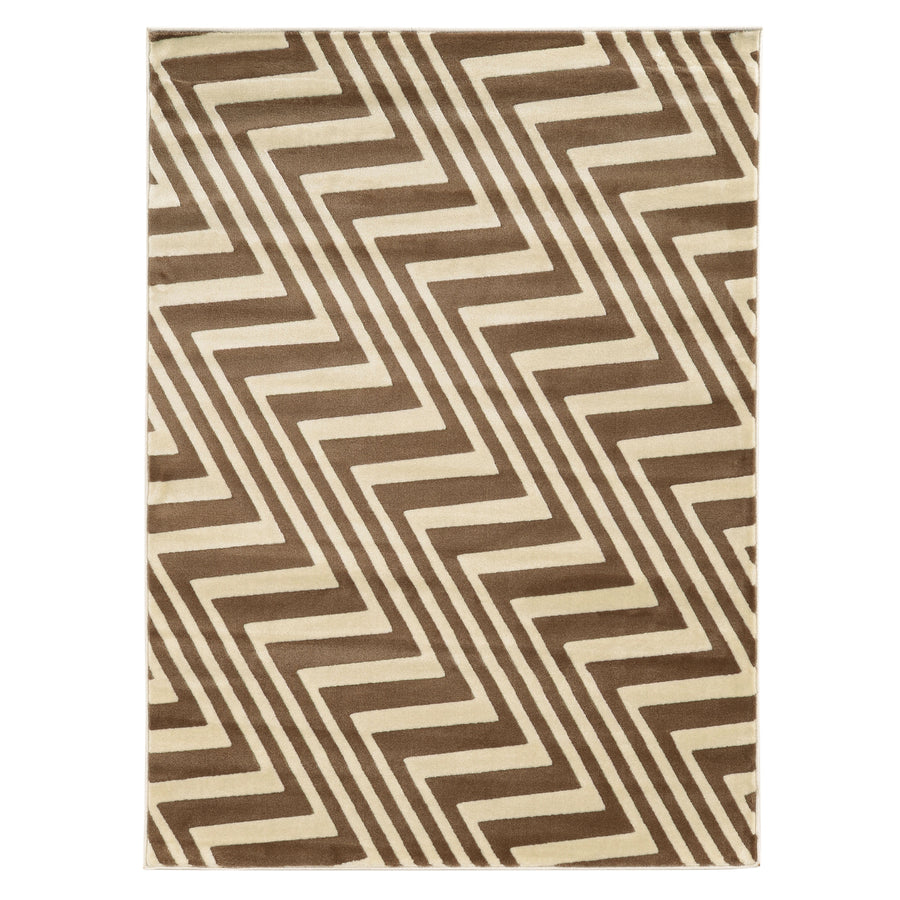 Roma Zigzag Area Rug Ivory Beige 5x76 Geometric Design Neutral Colors Image 1