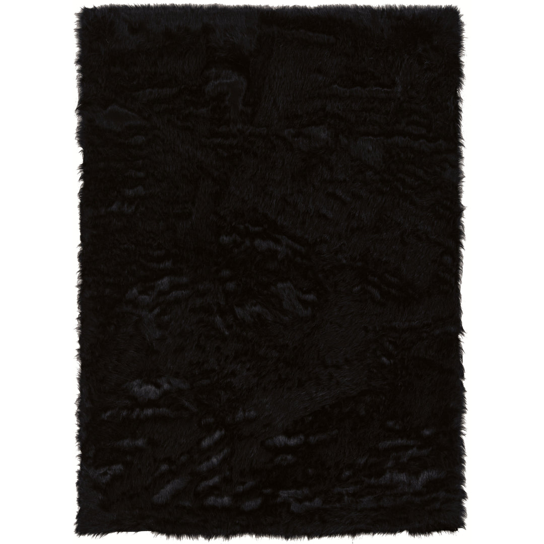 Faux Sheepskin Rug Black 5x7 Soft Tufted Comfortable Multi Size Image 1