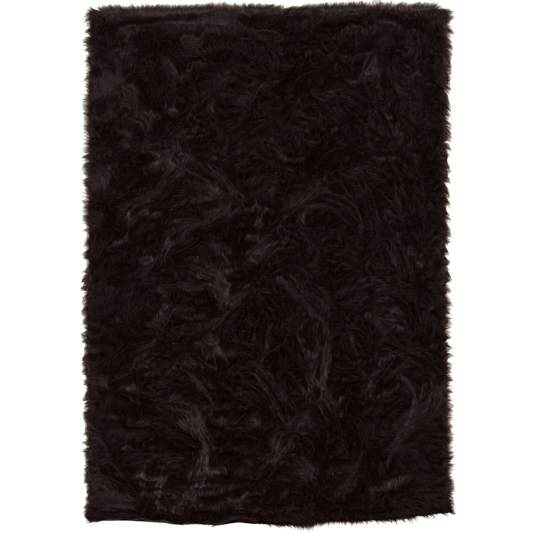 Faux Sheepskin Rug Brown 5x7 Deep Pile Tufted Soft Comfortable Image 1