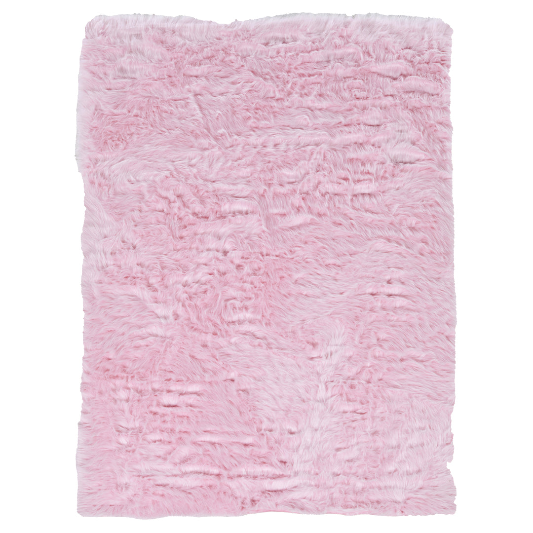 Faux Sheepskin Rug Pink 5x7 Soft Plush Decorative Area Rug Image 1