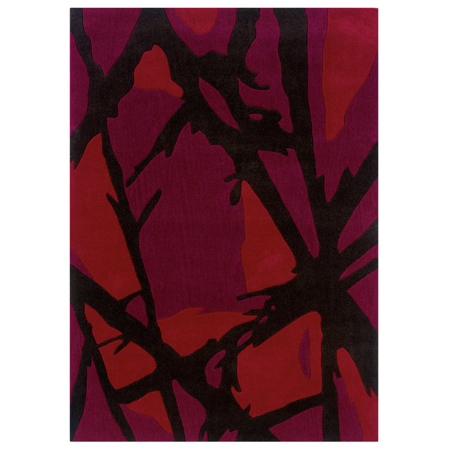 Trio Branches Charcoal Red Area Rug 5x7 Contemporary Transitional Design Image 1