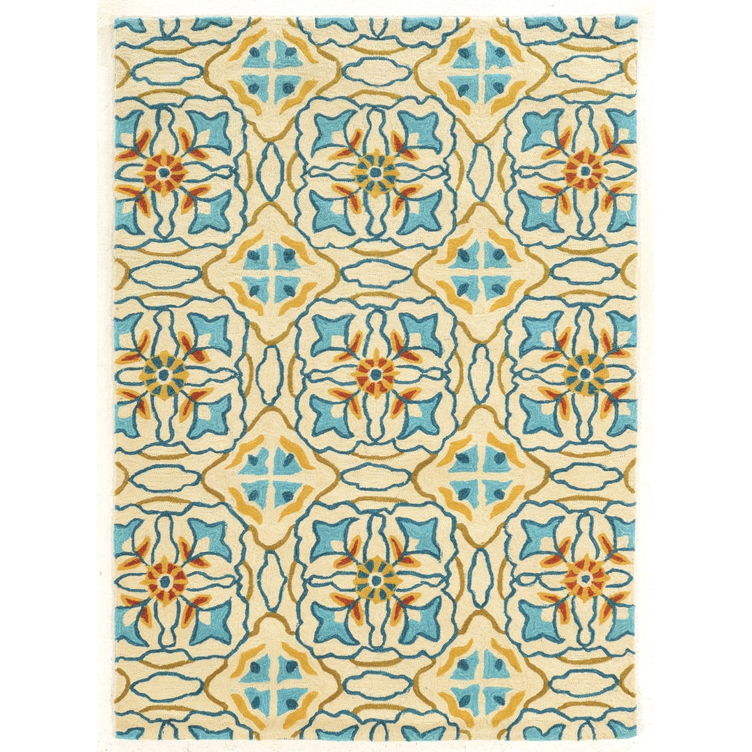 Trio Ettie Rug Ivory Blue 5x7 Transitional Contemporary Design Living Room Decor Image 1