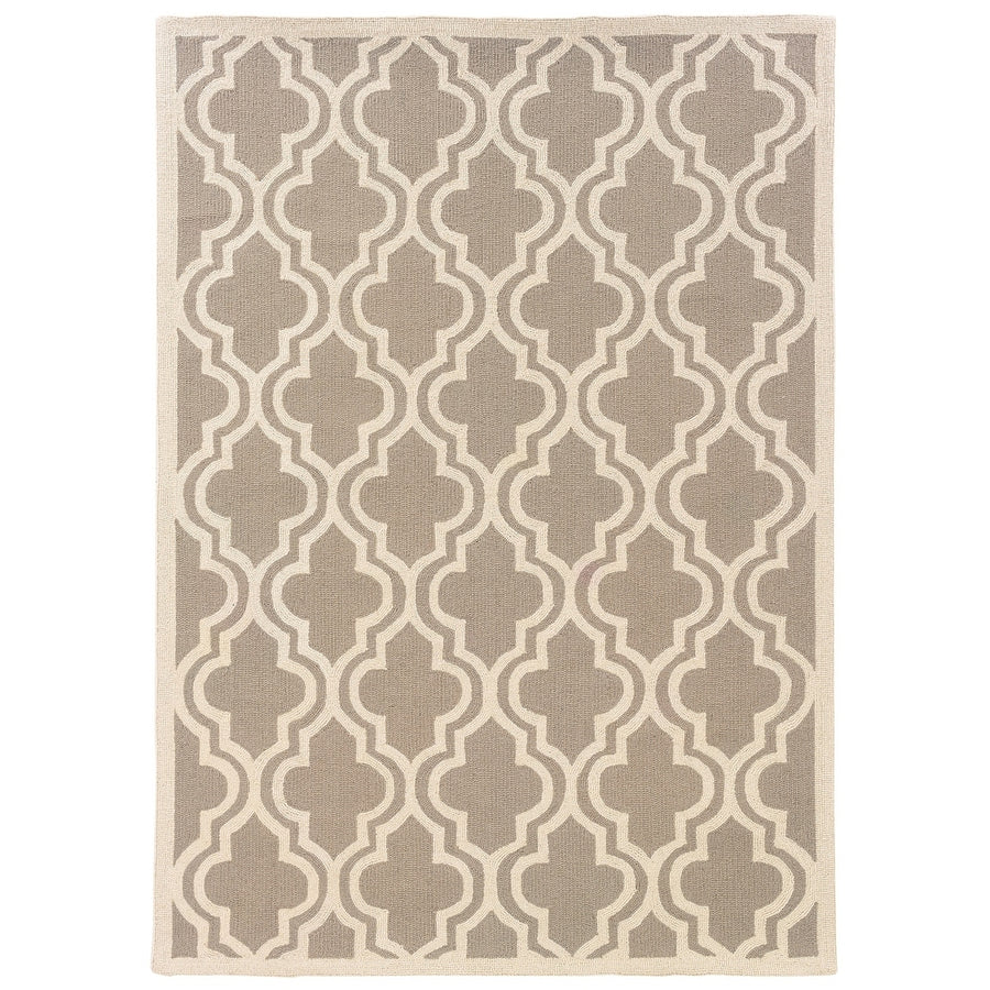 Silhouette Quatrefoil Grey Area Rug 8x10 Hand Hooked Wool Modern Design Image 1