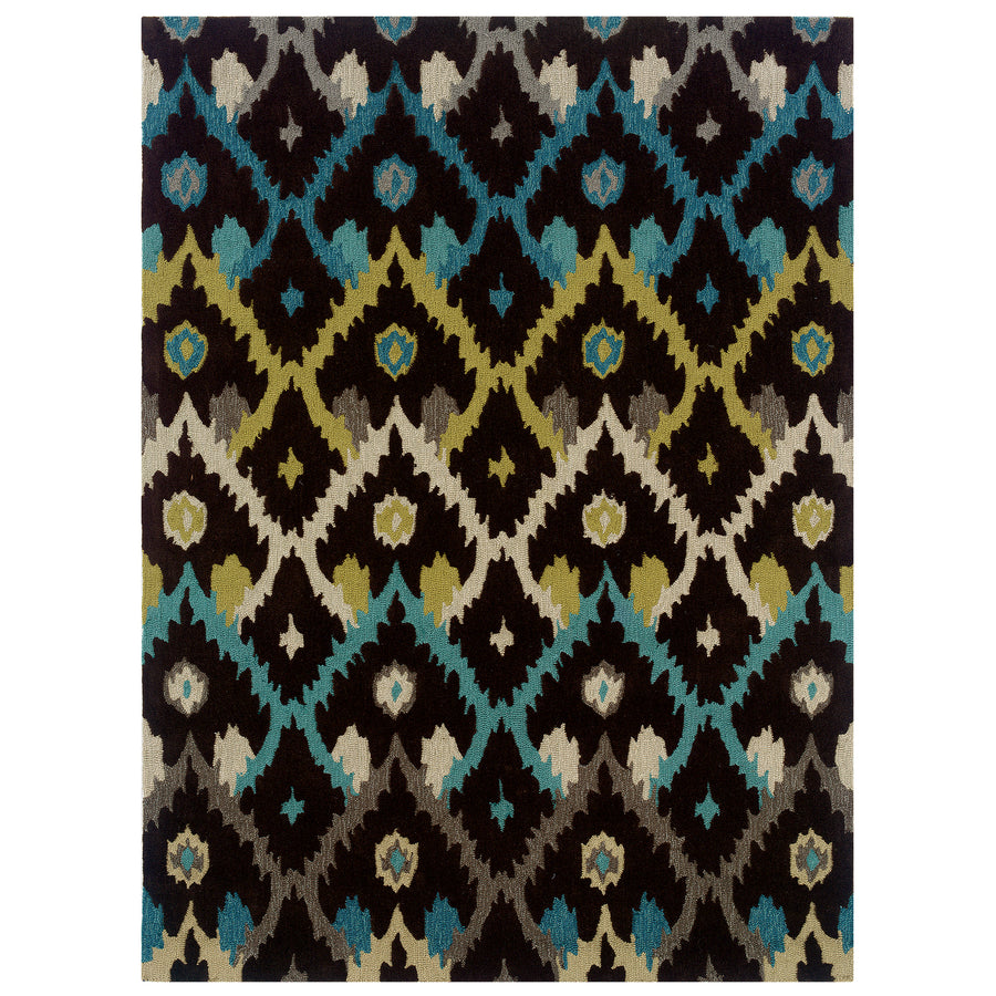 Trio Ikat Black Area Rug 8x10 Contemporary Transitional Design Image 1