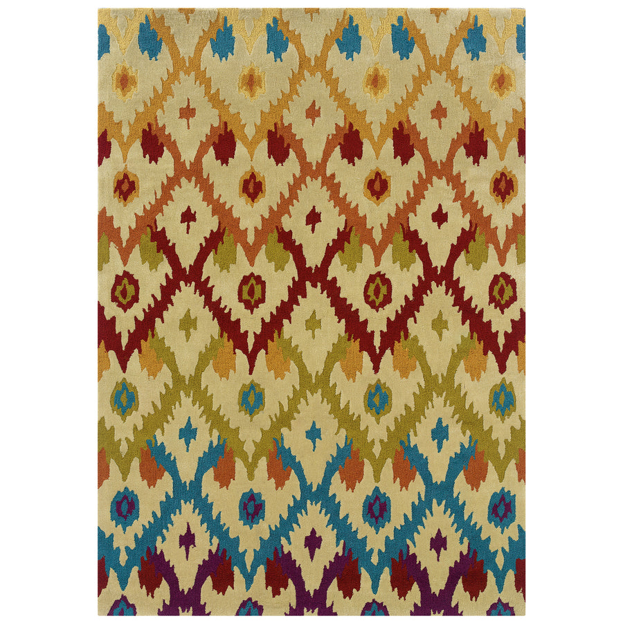 Trio Ikat Sand Area Rug 8x10 Transitional Contemporary Design Image 1