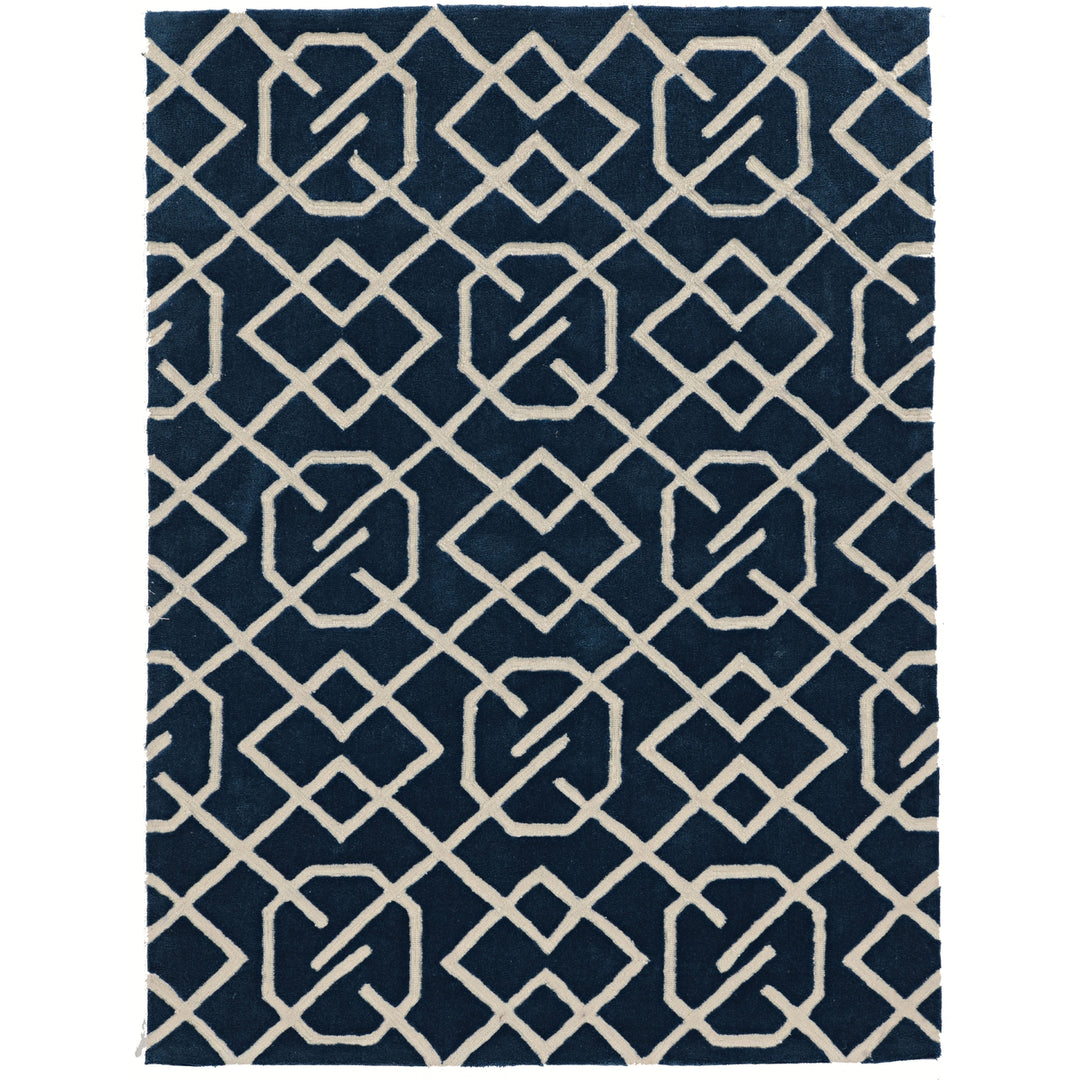 Trio Intent Navy Area Rug 5x7 Contemporary Transitional Design Image 1