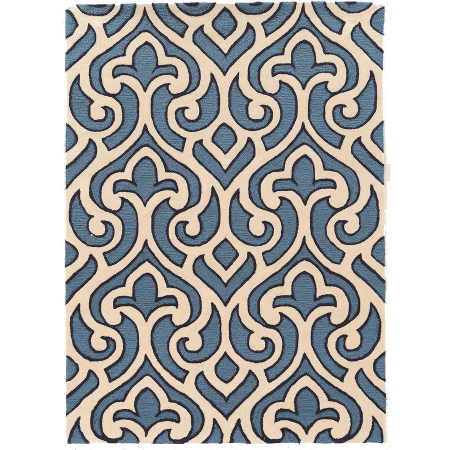 Trio Marple Ivory Blue Area Rug 5x7 Contemporary Transitional Design Image 1