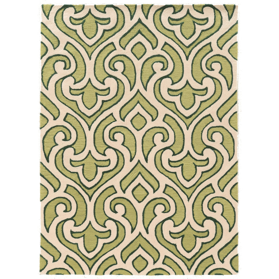 Trio Marple Ivory Green Area Rug 5x7 Transitional Contemporary Image 1