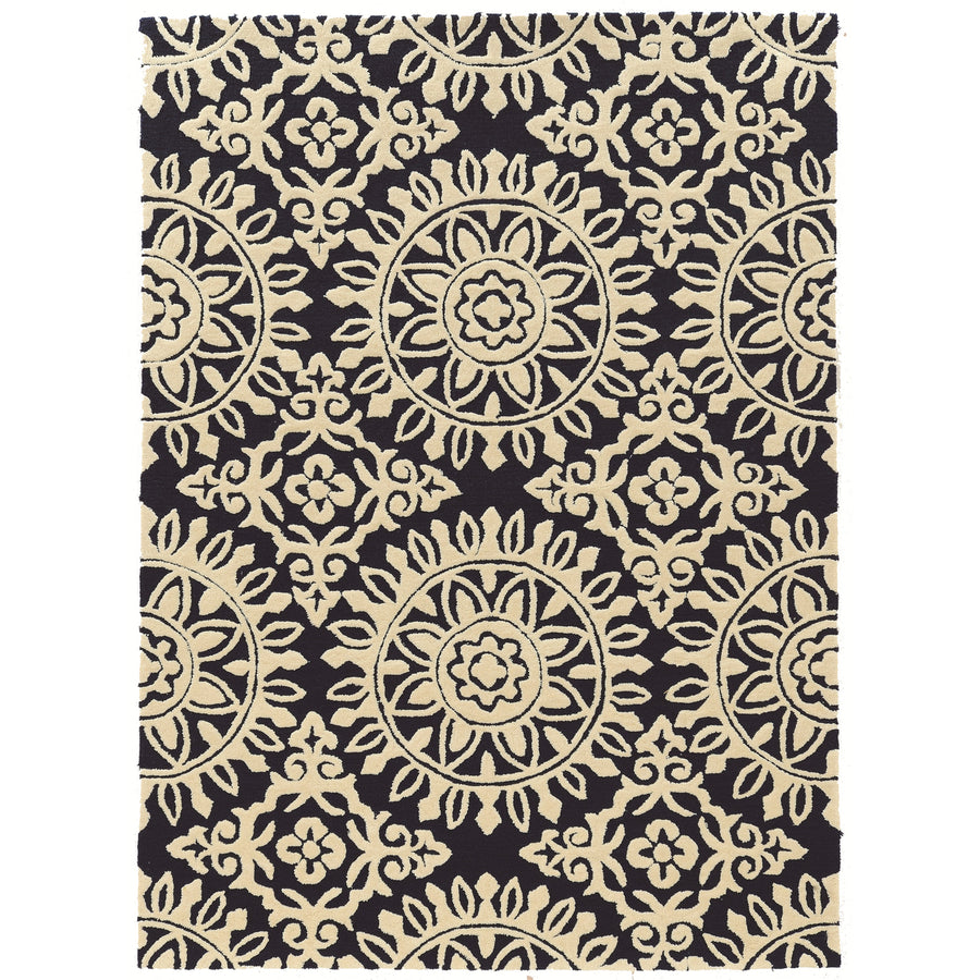 Trio Melinda Navy Area Rug 5x7 Transitional Contemporary Design Image 1