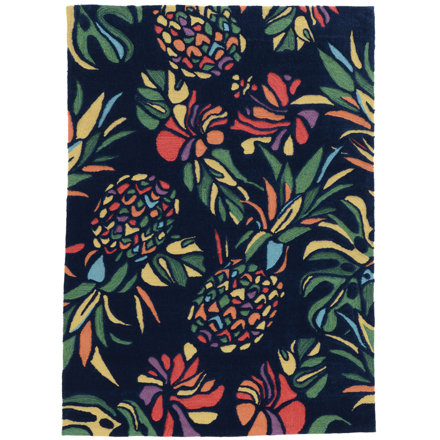 Trio Navy Pineapple Area Rug 8x10 Transitional Contemporary Image 1