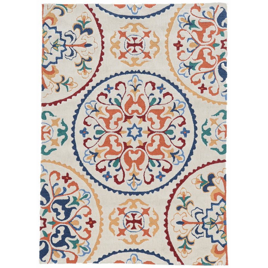 Trio Rondels Ivory Multi Area Rug 5x7 Transitional Contemporary Design Image 1