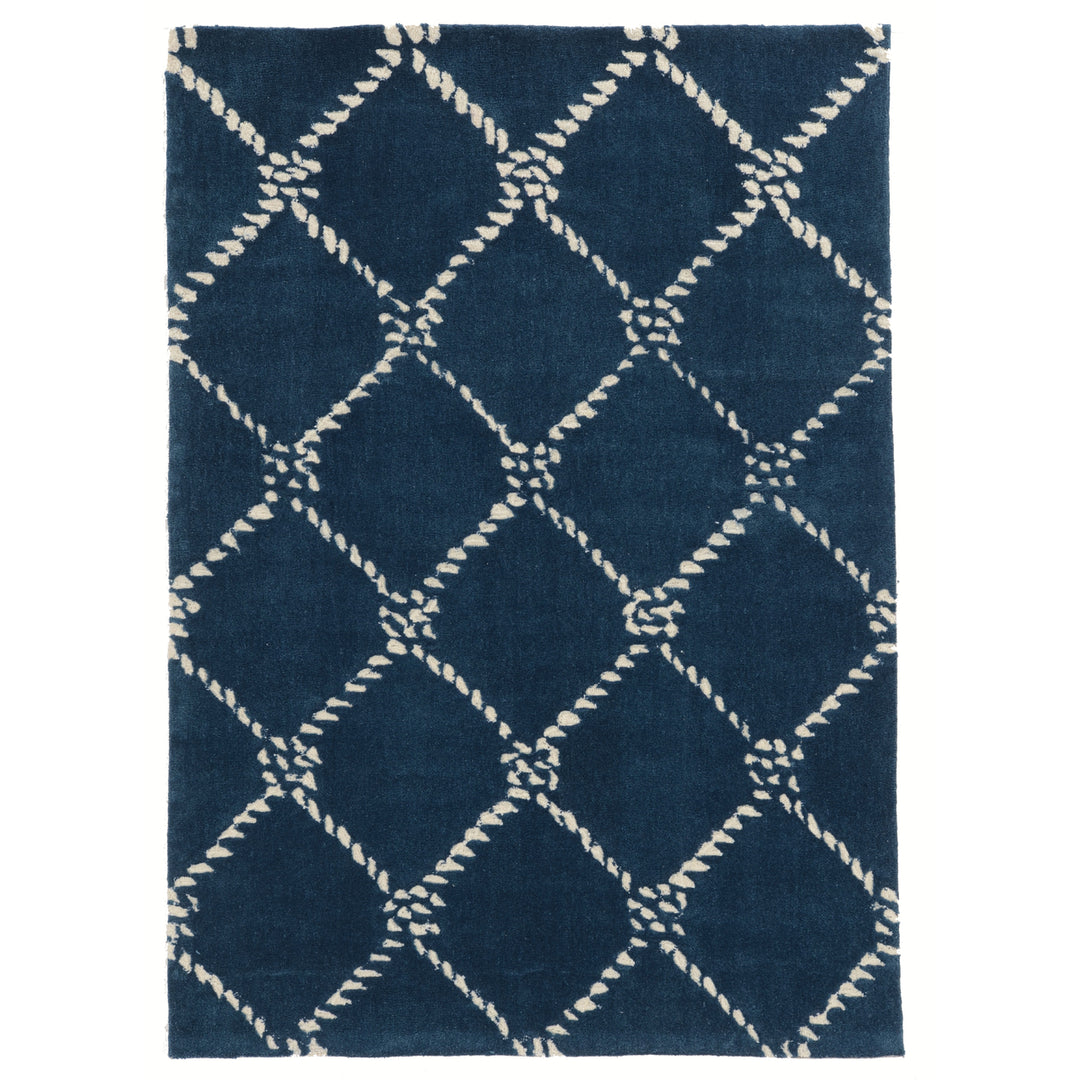 Trio Rope Qua Navy Area Rug 1.10x2.10 Transitional Contemporary Design Image 1