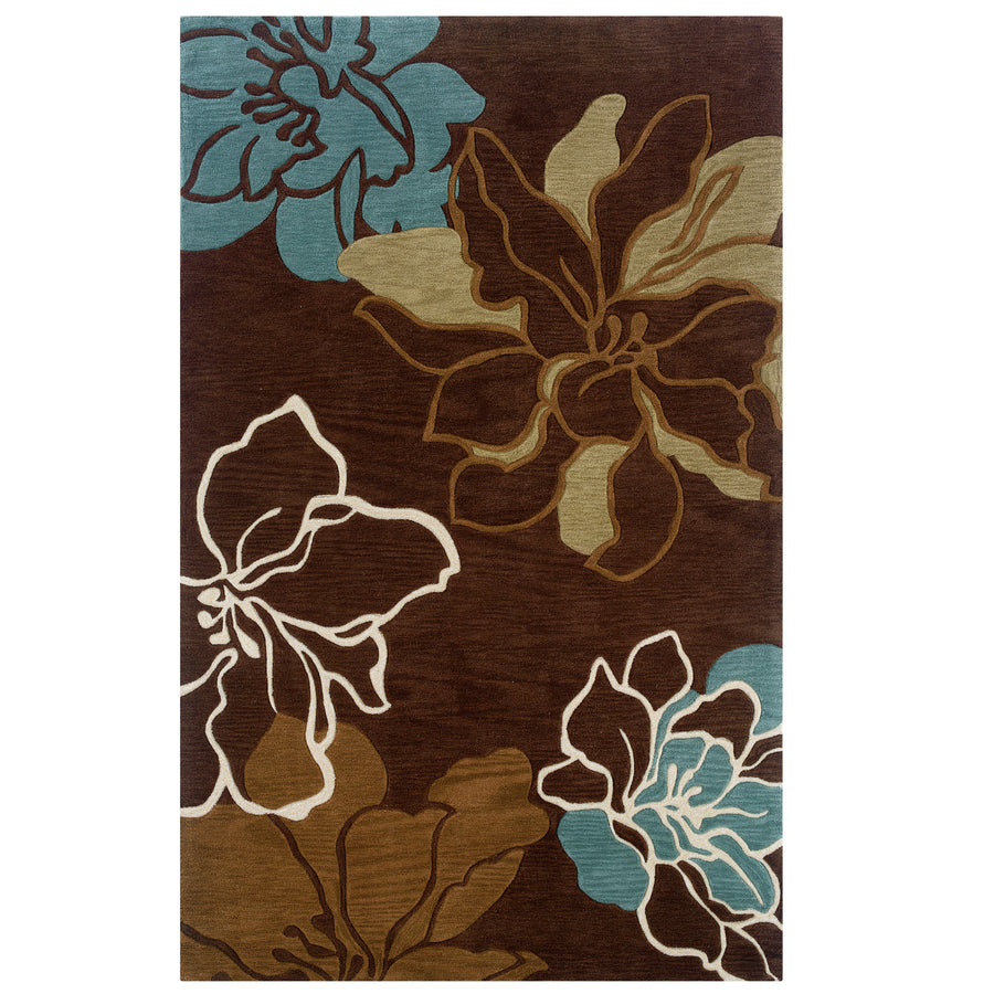 Trio Space Dyed Area Rug Brown Turquoise 5x7 Contemporary Transitional Design Image 1