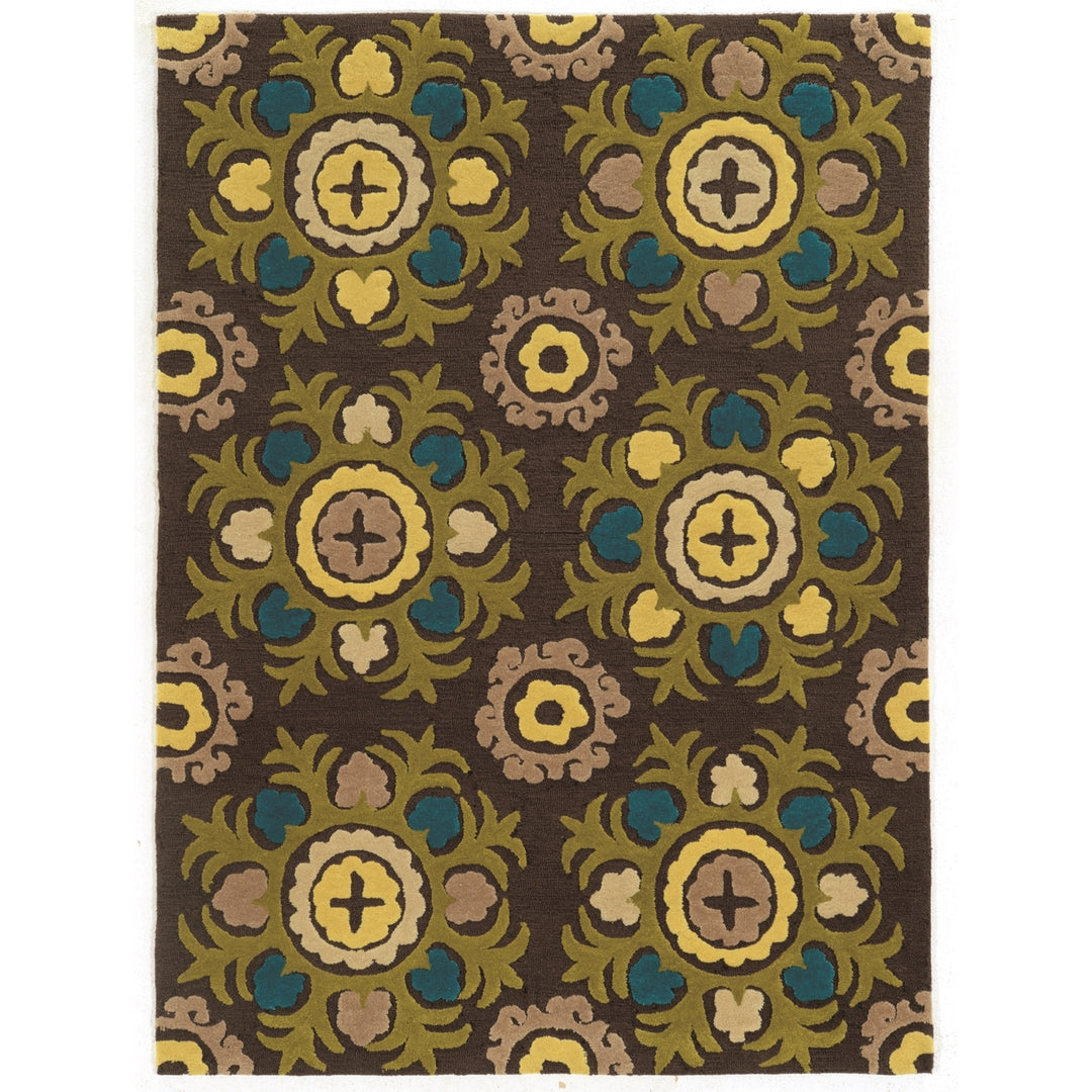 Trio Suzanni Rug Ivory Multi Chocolate 5x7 Artistic Design Easy Care Modern Image 1