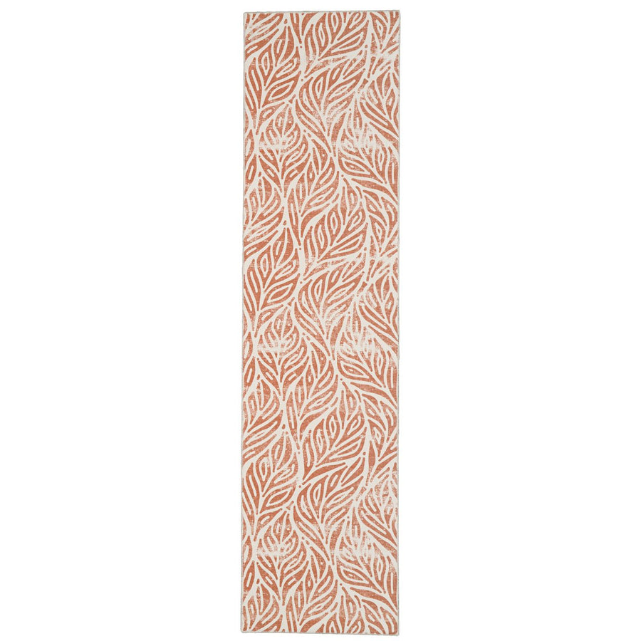 Washable Leona Rug Ivory Rust 2 x 8 Stain Resistant Polyester Non-Slip Image 1