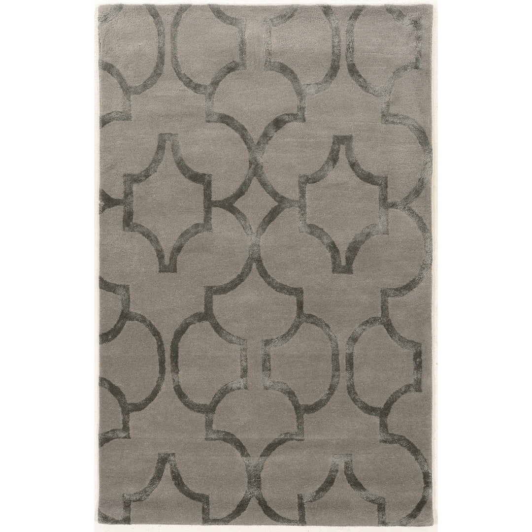 Aspire Wool Geo Slate Area Rug 8x11 Handtufted Wool Transitional Design Image 1