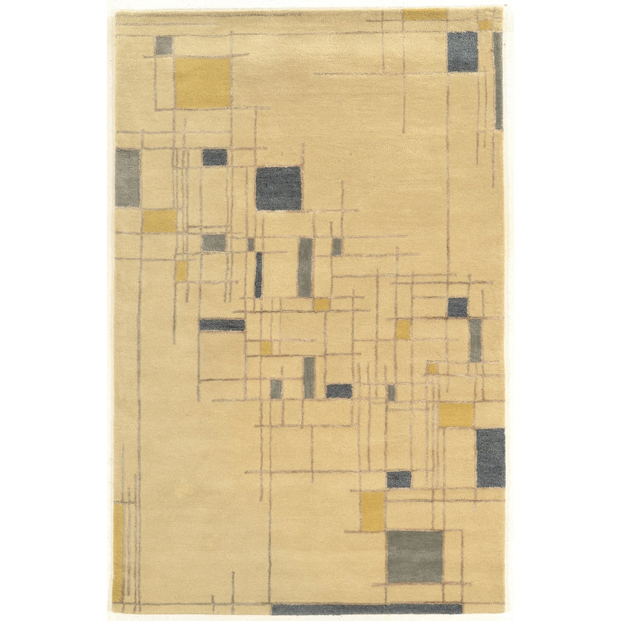 Aspire Wool Lazer Ivory Area Rug 8x11 Hand-Tufted 100% Wool Abstract Design Image 1