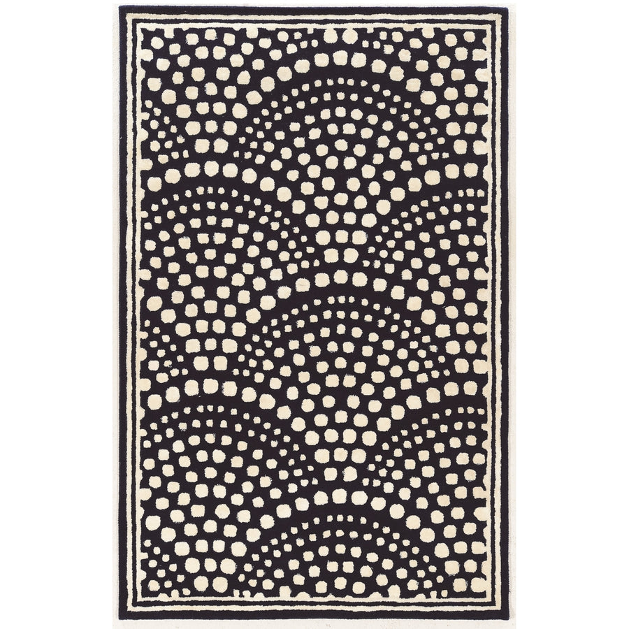 Aspire Wool Scallop Area Rug Navy 5x8 Handtufted 100% Wool Abstract Design Image 1