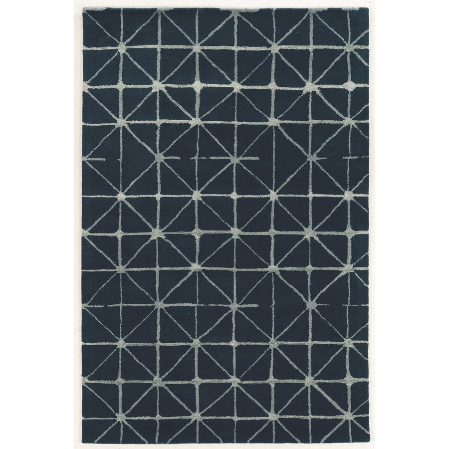 Aspire Wool Triangle Area Rug Navy 8x11 Handtufted Abstract Design Image 1