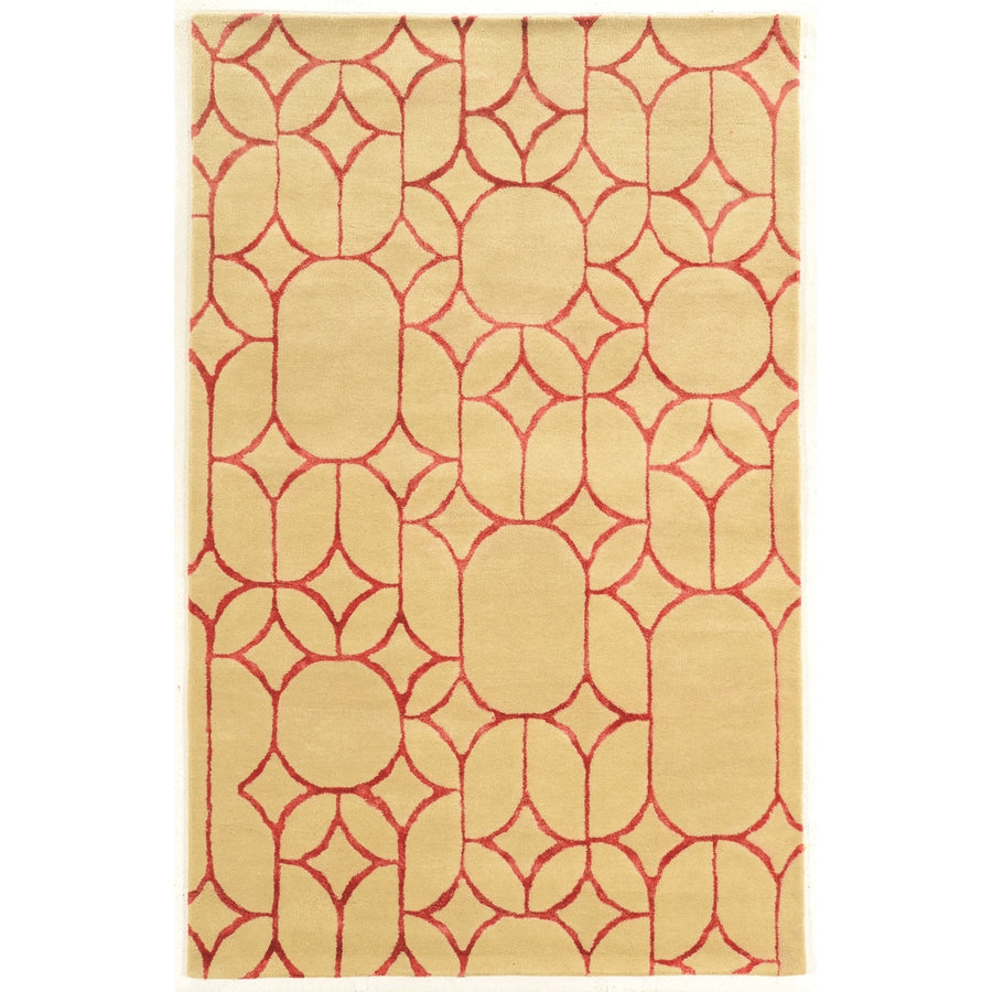 Aspire Wool Area Rug 5x8 Ivory Coral Handtufted Modern Transitional Design Image 1