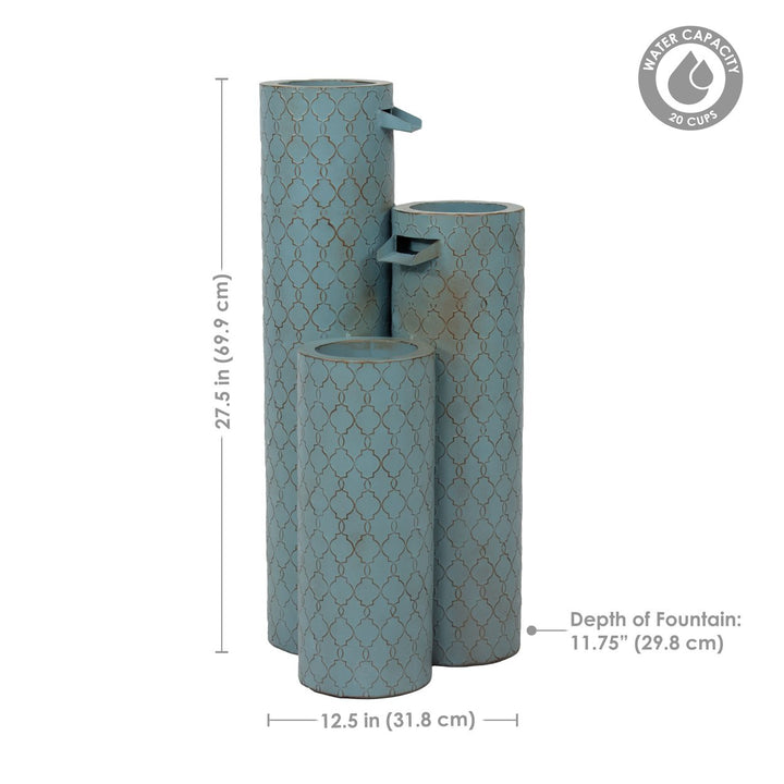 Sunnydaze Moroccan Trellis 3-Column Zinc Outdoor Garden Fountain - 27.5" Image 4