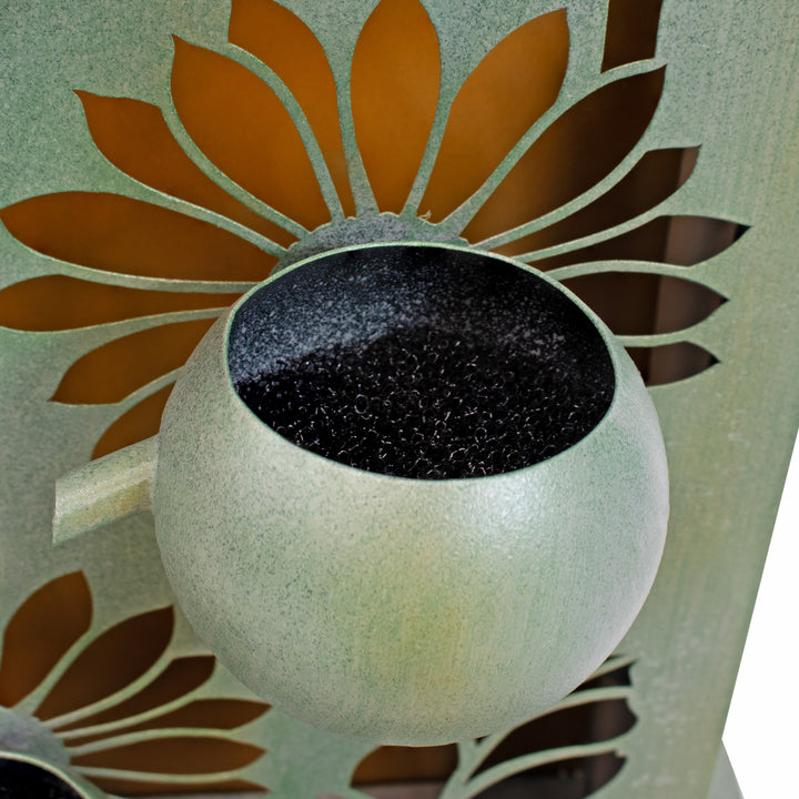 Sunnydaze Sunflower Fields Steel Outdoor Water Fountain with LEDs - 48.5" Image 11